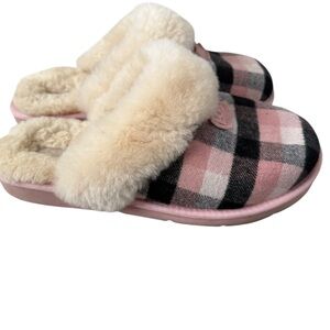UGG Coquette Women's Size 11 Pink Check Plaid Suede Slippers